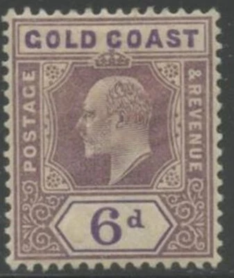 GOLD COAST Sc#43 1902 KEVII 6p Wmk. 2 Crown & CA OG Mint Hinged - Image 1 of 2