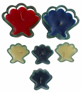 Lot Of 6 Glass Scalloped Flower Candles Red White Blue Royal NEW - Picture 1 of 7