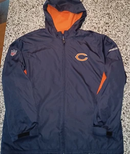 Chicago Bears Mens Insulated Fleece Lined Hooded Jacket XL Reebok NFL On Field - Picture 1 of 18