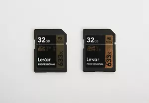 2x Lexar Professional 32GB SDHC Class 10 U1 UHS-I Memory Cards Speed 95MB/s 633x - Picture 1 of 1