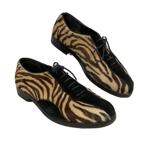 Henry Beguelin Damenschuhe Größe 8,5 braun Tiermotiv Leder Kalbshaar Schnürschuhe - Bild 1 von 6