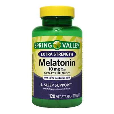 Spring Valley Melatonin 10mg Extra Strength Sleep Support, 120 Tablets - Image 1 of 4