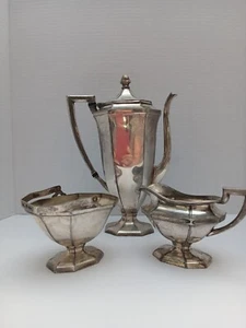 Wilcox S.P. de colección Co. [IS] Plato de Plata Azúcar Cuenco y Crema Estilo Art Deco - Imagen 1 de 19