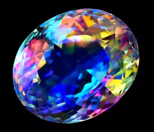 80.00 Ct Natural Rainbow Mystic Quartz Certified Untreated Oval Loose Gemstone - Picture 1 of 6