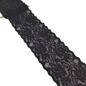 3 inch lace Trim 5 Yards Long Black lace Ribbon with Good Elasticity of 12 Fl... - Picture 1 of 5