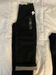 NWT Gap kids Boys Flannel Lined Loose Khaki Pant Black Adjustable Waist- Size 8 - Picture 1 of 6