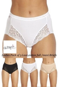 La Marquise Ladies 3 Pairs Maxi Full Briefs Knickers 14 -20 Black /White/Nude - Picture 1 of 7