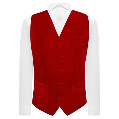 Gilet En Velours Rouge Foncé - Photo 1/3