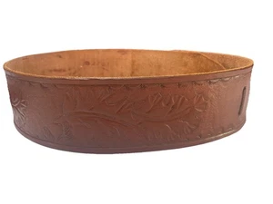 Handgefertigter handgefertigter verzierter Leder-Gitarrengurt Unikat Blätter Eichel - Bild 1 von 10