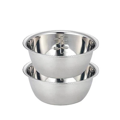 Set of 3 Stainless Steel Bowls with Measurement Marks for Mixing 0 8L 1 2L 2L - Image 1 of 4