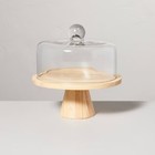 11.5" Wooden Cake Stand with Glass Cloche - Hearth & Hand with