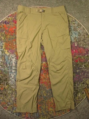 REI Co Op Pants Mens 36x32 Beigh Lightweight Nylon Hiking Belted Roll Snap Legs - Image 1 of 4