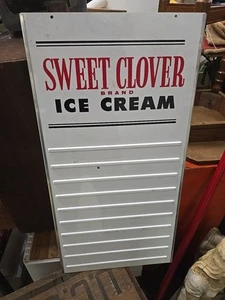 Vintage Sweet Clover Brand Ice Cream Menu Board Advertising Sign - Picture 1 of 3