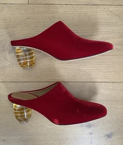 The Row Red Velvet Mules 7cm Heel Size 38 Aus 7 - Picture 1 of 13