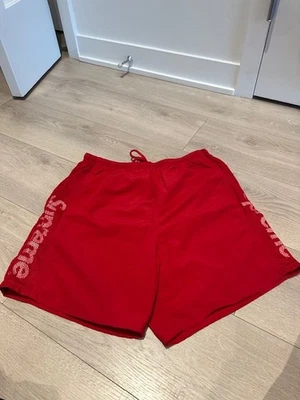 SS20 Original SUPREME Printed Logos Mesh Panel Water Short in Red - Adult Size S - Image 1 of 4