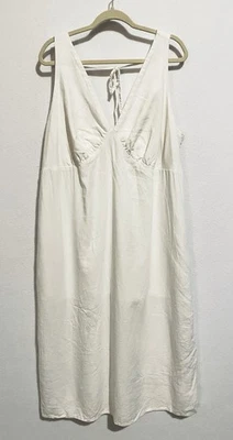 Maxi vestido azul marino antiguo para mujer 2X blanco sin mangas cuello en V lazo trasero calado Foto 1 de 4