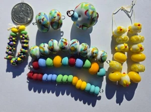 Urlaub Handwerk Lampwork Perlen Kollektion - Frühling Ostern Garten Blumen & Pastell - Bild 1 von 4