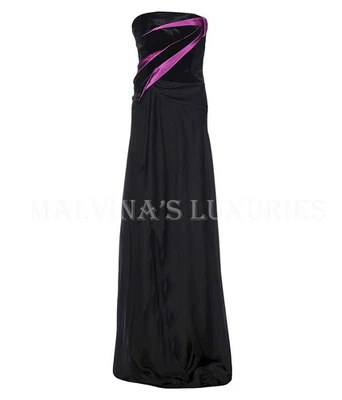 BLUMARINE GOWN STRAPLESS BLACK CASCADING SKIRT VELVET BUST DRESS $2,100  40 US 4 - Image 1 of 3