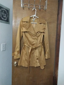 VERTIGO OF PARIS VINTAGE 3/4 LENGTH LADIES DOUBLE BREASTED JACKET in GOLD,Sz S - Picture 1 of 12