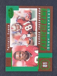1999 Foglia Certificata Tessuto del Gioco /750 Terrell Owens #FG42 HOF - Foto 1 di 2