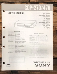 Sony CDP-270 CDP-470 CD Player Service Manual *Original* - Picture 1 of 1