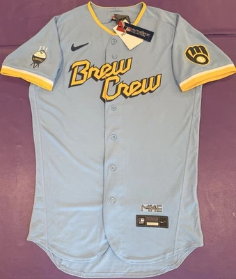 Auténtica camiseta Nike Christian Yelich #22 Brewers City Connect “Brew Crew” 40 Foto 1 de 4