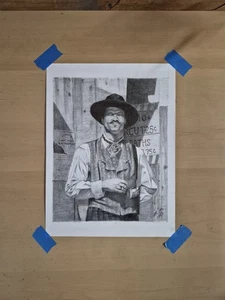 Original 8x10/9x12 Inch Pencil Drawing Of Val Kilmer/Doc Holliday - Picture 1 of 4