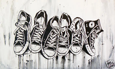 ALL STAR Runners STREET ART GRAFITTI CERTIFICADO DE AUTENTICIDAD pintura ANDY BAKER lienzo original Foto 1 de 2