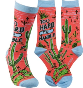 LOL Funny Cotton Socks Cactus Too Hard To Handle Primitives By Kathy Novelty - Picture 1 of 1