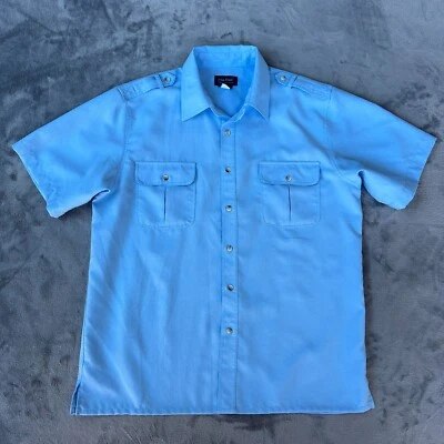 Рубашка мужская John Blair большая синяя сафари на пуговицах уличная для взрослых - Изображение 1 из 4
