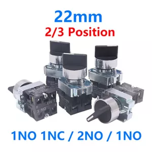 2/3 Position Rotary Control Switch Latching 22mm Panel Mount Changeover Selector - Afbeelding 1 van 15