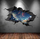 Wall Decal Earth Moon Space Planet Galaxy Cracked 3d Wall Sticker Stars WSD87