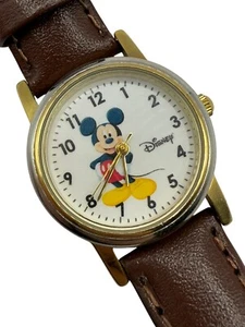 Reloj Disney Mickey Mouse Dos Tonos con Correa de Cuero Batería Nueva - Imagen 1 de 8