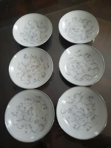 Noritake Alicia Fruit Bowls Trimmed in Platinum - set of 6  - Picture 1 of 4