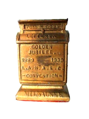 JUBILEO DE ORO 1889-1939 L.A.N.A.L.C. PISAPAPELES CONVENTION MILWAUKEE WIS LATÓN Foto 1 de 4