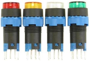 12mm 5-Pin Illuminated Push Button Momentary Green Red White Yellow 12/24 AC/DC - Picture 1 of 6