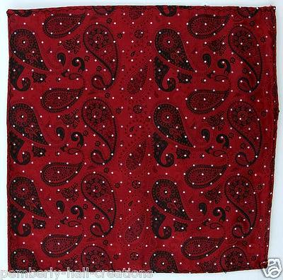 Men's Paisley Pocket Square Dress Fashion Handkerchief Red & Black Hanky  - Image 1 of 2