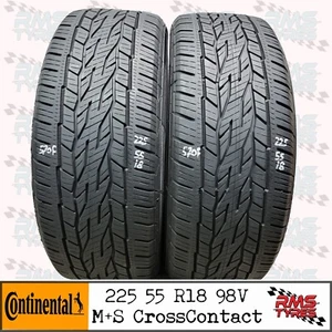225 55 R 18 x2 Continental 98V M+S Part Worn Used Tyres 22555R18x2 6.2-5.4mm - Picture 1 of 15