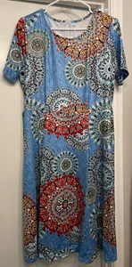 Charmyi T Shirt dress flowy blue floral Size XL - Picture 1 of 6