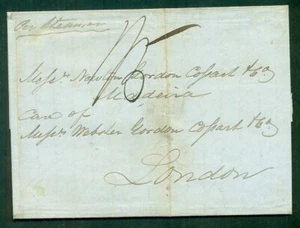 DWI 1849, sin estampillas a Londres, Santo Tomás doble semicírculo cxl y llegada roja en muy buen estado - Imagen 1 de 2