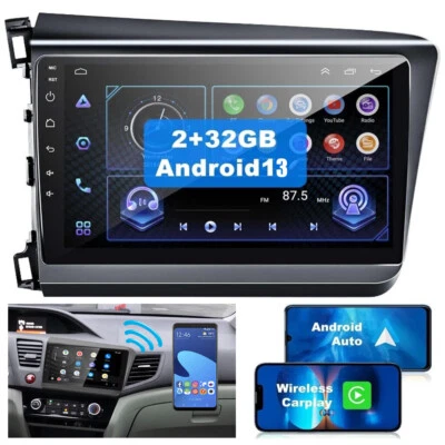 Estéreo de coche para Honda Civic 2012-2015 Apple CarPlay radio de coche GPS navegación Android 13 Foto 1 de 4