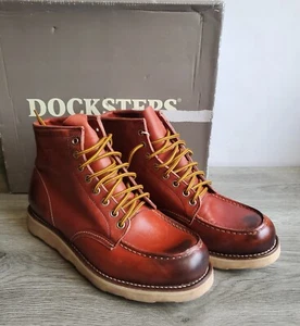 Dockers 'Work Vintage' Moc Toe Leather Brick Red Men's Boots Size EU 40 - Picture 1 of 13