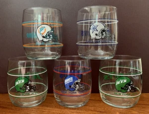 NFL 1988 Mobil Tumblers "5-Pack" (Cowboys/Giants/Dolphins/Jets) "RARE Beauties" - Picture 1 of 6