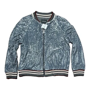 NWT Dolce Cabo Matte Sequin Varsity Bomber Jacket Women’s Small - Picture 1 of 5