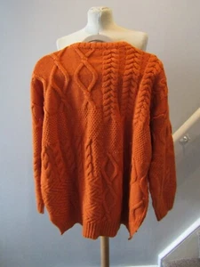 American Holic Damenpullover orangefarben Zopfmuster UK-Größe 14–16 - Bild 1 von 3