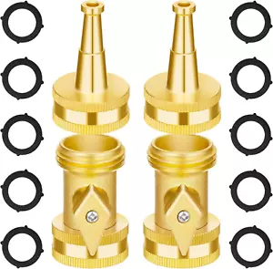 Brass Hose Nozzle - High Pressure Jet Nozzle 4 Count (2 Set), Heavy Duty Water H - Picture 1 of 12