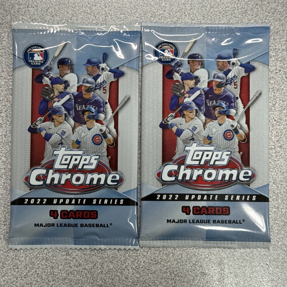 Topps Chrome 2022 Update Series Hobby (1) Pack Factory 4 Trading Cards