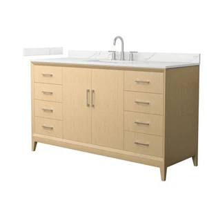 Wyndham Collection WCH7575-60S-QTZ-US3MXX Janna 60" - White Oak / Giotto Quartz - Picture 1 of 12