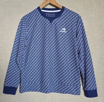 Peter Millar US Open Patterned Lightweight Pullover Womens M Blue Stretch UPF50+ - Image 1 of 4