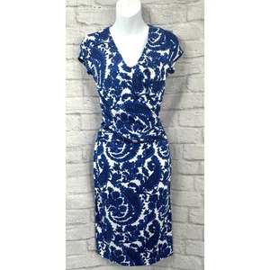 Phase Eight Etuikleid Größe 8 blau weiß Überhang Blumen Paisley dehnbar neu mit Etikett - Bild 1 von 10